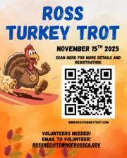 Town of Ross Turkey Trot Flyer of turkey trotting and QR code